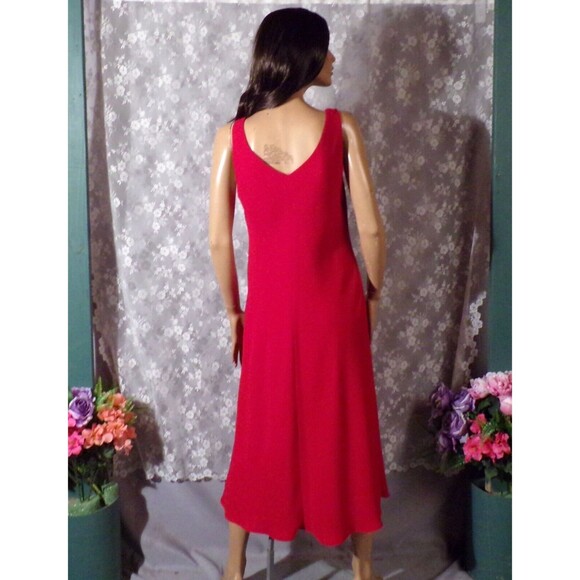 Vintage Y2K Red Prom Dress 2000s Formal Beaded Chiffon Fancy Retro Size Medium - Picture 4 of 6